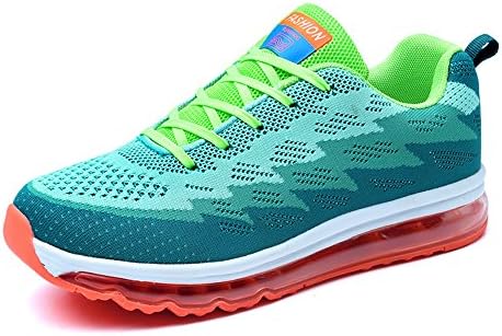 Mens Womens Trainers Sports Running Shoes Fitness Gym Breathable Knit Footwear Air Cushion Sneakers Unisex Green 42