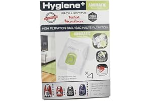 Rowenta Lot de 4 sacs aspirateur Hygiène+ Aromatic Fleur de cotton, Compatibles aves les aspirateurs traineaux, Très résistants, Haut pouvoir filtrant ZR200920