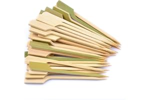 Syhonic 100 Pieces Bamboo Skewers BBQ Barbecue Skewers Wooden Sticks Kebab Great for Grill Party, Kebabs, Fruit, Chocolate Fountains Fondues, Sandwich, Marshmallow, Cocktail Paddle Sticks (12cm)