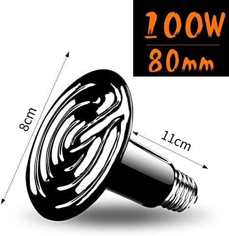 Pet Online Reptile ceramic heating light bulb pet turtle hedgehog tortoise lizard infrared insulation light, 80mm, 100W