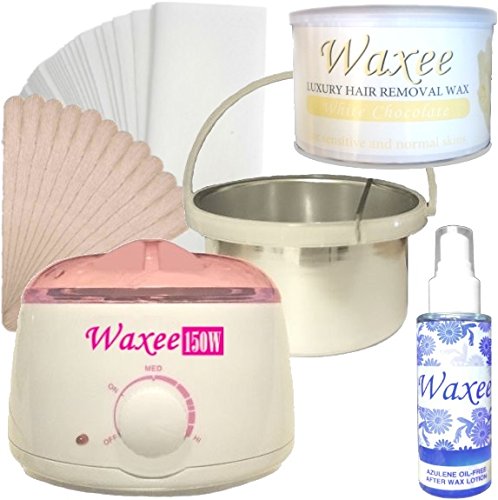 400ml waxing kit. Powerful wax heater, Luxury wax, after wax oil, strips, spatulas (White chocolate)