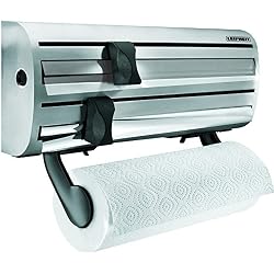 Leifheit Dérouleur mural Parat Royal ProLine, porte sopalin pour 3 rouleaux, support de rangement cuisine en acier inoxydable avec lames tranchantes