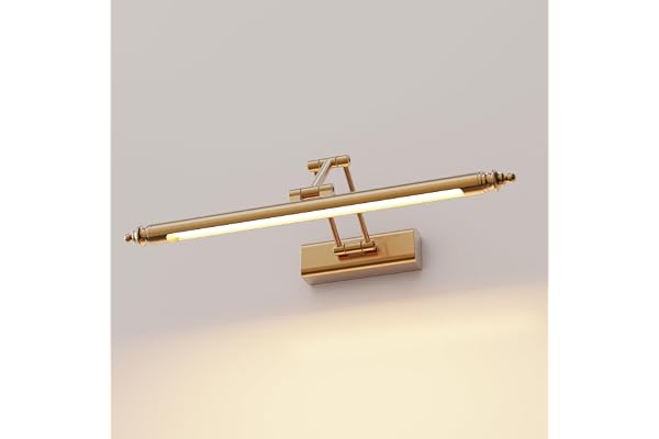 HMAKGG spegellampa för badrum 60 cm, LED 12 W 3000K kopparfärgad retro-optik