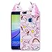 Produktbild Huawei P10 Lite Hülle Handyhülle Schutzhülle, 3D Cartoon TPU SilikonGel Telefon-Kasten, Stilvolle Anti-kratzt HandyCase für Mädchen Jungen, Rosa Einhorn