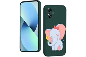 WOKEZ Cover per Motorola Moto G54 5G con Elefante Carino, Protezione Liquido Silicone Custodia per Motorola G54, Morbida Antigraffio Full Body Case Protettiva-Verde03