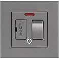 CNBINGO Switched Fused Connection Unit with Red Power Indicator, 13 Amp 1-Gang Rocker Spur Switch, with Grey Screwless PC Wall Plate