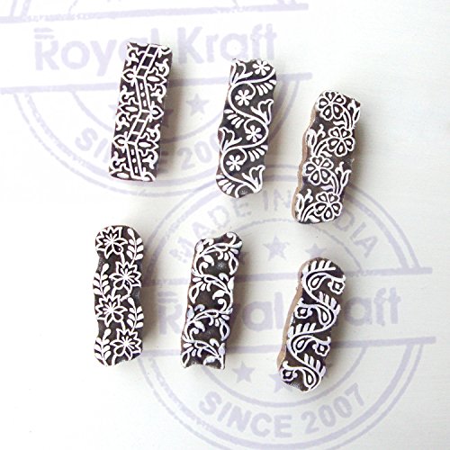 Künstlerisch Rand und Blumen Motif Hölzern Stempel für Drucken (Set von 6) - 2