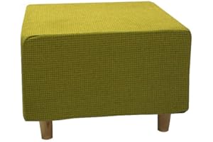 Highdi Ottomane Schonbezug Hockerbezug, Hocker Hussen für Quadratische Fußhocker, Stretch Bezug Ottomane Abdeckung Überzug Hocker Protector Waschbar Hockerabdeckung (S,Jacquardgrün)