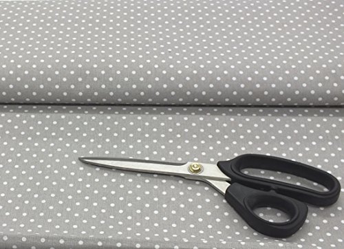 Erstklassiger Baumwollstoff 0,5lfm, 100% Baumwolle, modische Muster, Breite 160cm – Getupft 4mm grau - 2