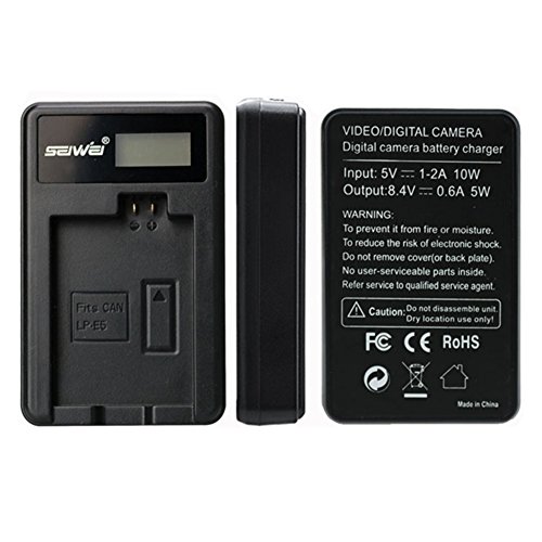 LP-E5-S Chargeur de Batterie pour Un Seul Chargeur LCD pour Canon EOS Rebel XS  Rebel T1i  Rebel XSi  1000D  500D  450D