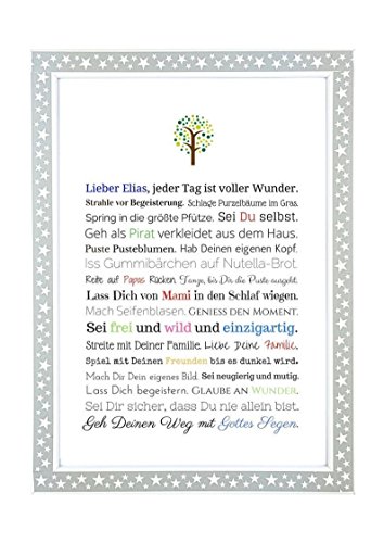 Taufgeschenk Junge | Personalisiertes Bild als Geschenk zur Taufe für Kinder und Babies in DIN A4 - Ideal als Gastgeschenk von Taufpaten - 4