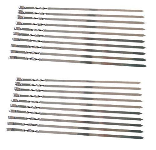 20 Schaschlikspiesse Edelstahl 55cm länge / 1,5 mm Stark / Schampura Grillspiesse Fleischspiesse auch für Mangal