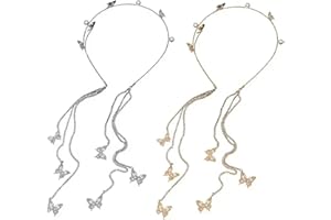 EPCDBBRT 2 Pieces Of Tassel Headbands, Butterfly Headbands With Rhinestones, Fashionable Headbands, Elegant Headbands, Accessories For Wear, Women’S Headbands