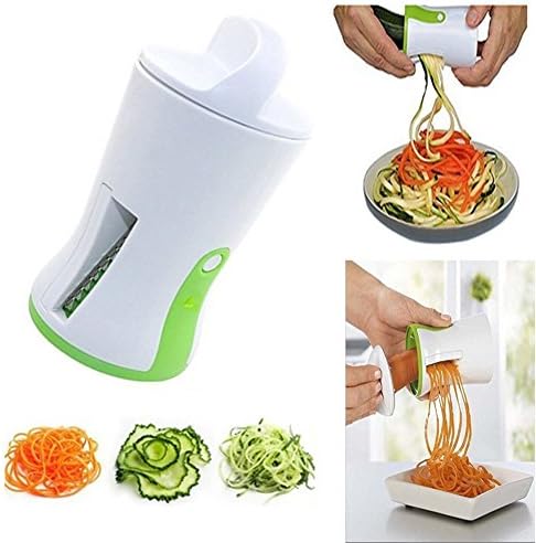 Vegetable Spiral Slicer Spiralizer - Werded Spiral Slicer Hand Held Vegetable Spiralizer, Vegetable Cutter Zucchini Courgette Spaghetti Maker with a Cleaning Brush for Gift