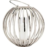 Kare Windlicht Moon Cage Ø44cm Portavelas, Metal, Plata, 44 x 44 x 43 cm
