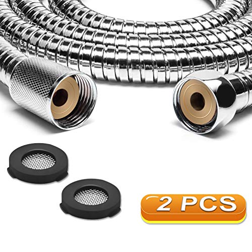 MagicHome Stainless Steel Shower Hose, Standard UK Universal Thread Fitting to Fit Any Standard UK Shower Head, 1.5M, Complete with Plastic Washers and Finished in Chrome(2 Pack)