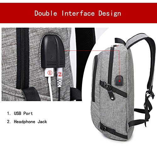 TREKOO Laptop-Rucks  cke Damen Herren f  r 15 6 zoll Notebook Tasche mit USB Ladeport Stylishe Leichtgewichtiger Business Rucksack Cityrucksack f  r B