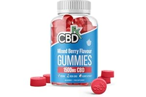 CBDfx 1500mg High Strength Mixed Berry CBD Gummies, 25mg per Gummy, Natural Sleep and Anxiety Support, Vegan Gummies No THC (60x Bottle)