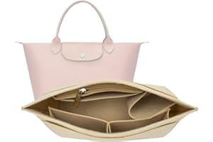 D.DUO Purse Organizer, Multi Pocket Felt Handbag Organizer, Folding Tote Bag organizer insert for Longchamp (Groß, Beige)
