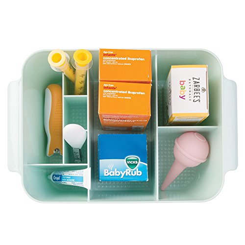 mDesign Kosmetik-/Makeup-Caddy zum Aufbewahren von Heilmitteln, Kosmetika wie Lippenstift, Nagellack, Haarclips, Schmuck – Minzgrün - 3