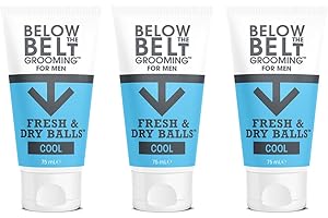 Below The Belt Grooming Fresh & Dry Ball Cool Ball, Dezodorant Intymny Dla Mężczyzn, Ochrona Przed Potem, Zapachem i Otarciem, Świeży Zapach Mięty, 3 x 75ml