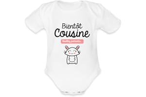 Spreadshirt Bientôt Cousine Famille Body Bébé Bio Manches Courtes