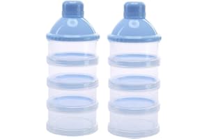 Afufu Lot de 2 Boîte Doseuse à Poudre de Lait, Bébé Boîte alimentaire Distributeur de lait en Poudre/Boîte de Lait/Poudre de Lait et le Réservoir de Stockage de Casse-croûte, 4 séparable