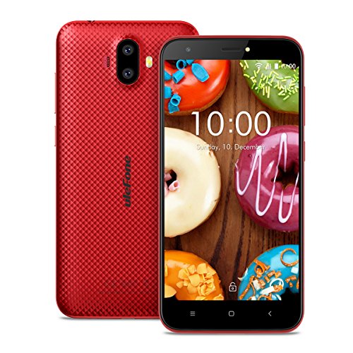Ulefone S7 Smartphone ohne Vertrag (5 Zoll HD Display, Quad-Core Prozessor, 2 GB RAM, 16 GB Speicher, Dual-Hinterkameras, Dual SIM(Micro-Sim), Android 7.0, GPS) rot
