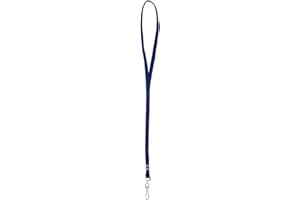 WWW.KARTEO.DE Lanyard bleu marine tour de cou pour clés avec mousqueton pour porte-cartes d’identité Badge nominatif ou clé