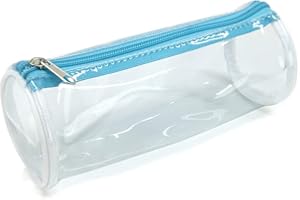 Waytex 931284 Trousse Ronde Transparente fourre-Tout Longueur 21cm Diamètre 7.5cm PVC Transparent et Fermeture zippée