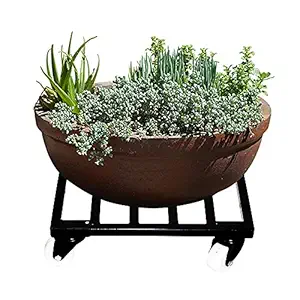 Decorscent Metal Potted Plant Stand with Wheels, Black, Standard, 1 Piece