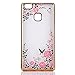 Produktbild Huawei P9 Lite Case CoverUposao für Huawei P9 Lite Hülle Bling Diamond Tyrant Gold Geheimer Garten Rosa Schmetterling Blumen Muster Soft TPU Case Silikon Bumper Backcover Schutz Etui Schale Tasche Schutzhülle Handyhülle