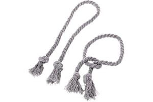 Btsky Handgemachte Raffhalter für Vorhänge, Baumwollseil grau