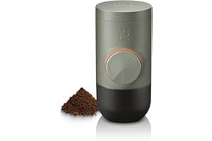 WACACO Minipresso GR2, Macchina caffè Portatile per caffè macinato compatibile con l'esterno, Macchina caffè espresso 18 bar a funzionamento manuale, Macchina caffè in movimento, ultra piccolo