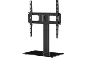 GRIFEMA GB1005 Soporte TV Pie para Pantallas de 26-55 Pulgadas, Hasta 45 kg, Soporte Pie TV Giratorio y Ajustable en Altura,Base de Vidrio Templado de 8mm,Gestión de Cables,Máx. VESA 400x400mm