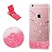 Produktbild Fit iPhone 7Plus/8Plus(5.5 Zoll) Hülle Glitzer, Weich TPU Silikon Gel Schutzhülle, Romantic Bling Diamant Funkeln Rhinestone Strass Kristall Rosa Blumen Cherry Blossom Skin Bumper Case Cover (Farbe Zufällig)