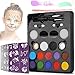 Produktbild Kinderschminken Schminkfarben LeCou 12er Schminkset kinder, 2 Glitzer und 4 Pinsel , Schminkasten Tiermasken Körperfarben für Kinder Halloween Karneval Make-up Gesichtsfarbe Bodypainting
