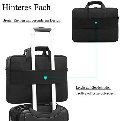 BRINCH 15,6 Zoll Nylon Gewebe leicht Laptoptasche Umhängetasche Business Tasche Schultertasche Henkeltasche mit Fronttasche und Trageriemen für 15 – 15,6 Zoll Laptop / Notebook / MacBook / Ultrabook / Chromebook / Tablet Computer,Schwarz - 4