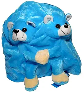 Bag - Combo Dog Soft Toy School Bag, for Kids Picnic Bag, Teddy Bag (Blue)