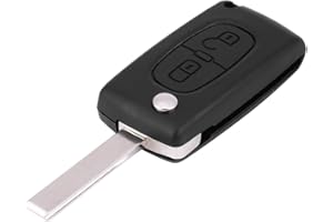 DWEEKIY Cáscara de la Llave, 2 Botones del Control Remoto del automóvil Fob ID46 433MHz W / Hoja sin Cortar para 207 307 308 407 807
