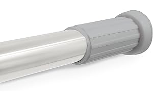 HOMEYA - Barra de Tensión para cortina de ducha o marco de puerta, Barra extensible de aluminio para armario, cocina, sin taladro, Barra ajustable, 70-120cm Plateado con gris