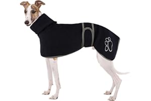 HBJSP Greyhound Fleece Coat - Whippet & Lurcher Cosy Jumper, Dog Jacket with Warm Fleece Lining and Adjustable Bands for Salukis (XXXL, Navy Blue)