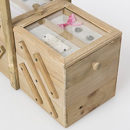 Nähkasten Nähbox Nähkästchen Nähkorb Natur Holz Nähset Nähzeug Vintage Shabby - 4