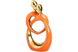 QBMYCN Statua in ceramica di coppia che abbraccia, statua di arte astratta moderna, scultura romantica di coppia astratta, per soggiorno, camera da letto, ufficio, ingresso, camino.