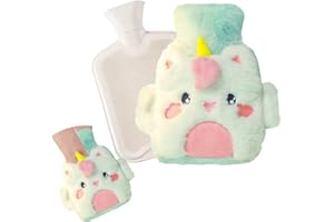 ShengOu Botella de agua caliente esponjosa de dibujos animados, Suave Felpa Funda Agua Caliente Bolsa,Bolsa de Agua Caliente,Bolsa de Agua Caliente con Funda,Botella de agua caliente para niños