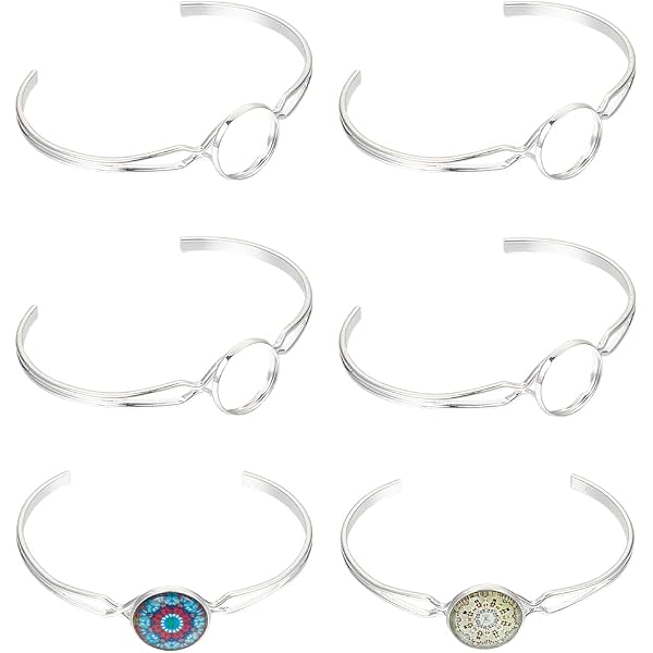 UNICRAFTALE Kit Bracelets Rectangulaires 8 Ensembles - Supports Bijoux Acier Inoxydable Avec Cabochons Verre