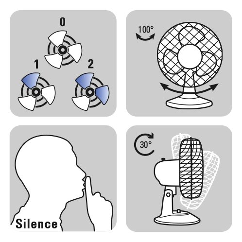TROTEC Tischventilator TVE 11 | Automatische 100°-Oszillation mit Abschaltfunktion | Tisch Ventilator mit 2 Geschwindigskeitsstufen | Leistungsaufnahme 25W | geringes Betriebsgeräusch | schwarz | Durchmesser 23 cm - 8