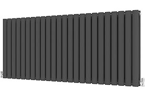 Radbliss Oval Column Horizontal Radiator 600x1416mm Anthracite Double Central Heating Designer RAD