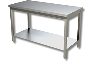 RISTOATTREZZATURE Tavolo in Acciaio Inox - Piano di Lavoro Professionale - per Cucine, Ristoranti, Pizzerie - 120x70x85h