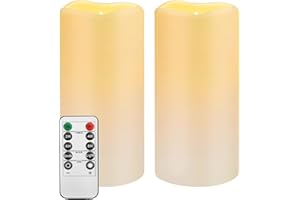 TAPPOVALY Waterproof Flameless Battery Operated Candles,2Pack Realistic Remote Control Flickering LED Candle,Electric Pillar Candle with 24Hours Cycle Timer for Wedding Party Christmas Halloween Decorations